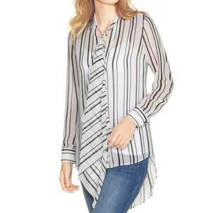 White House Black Market Sheer Tie neck tunic Size 10